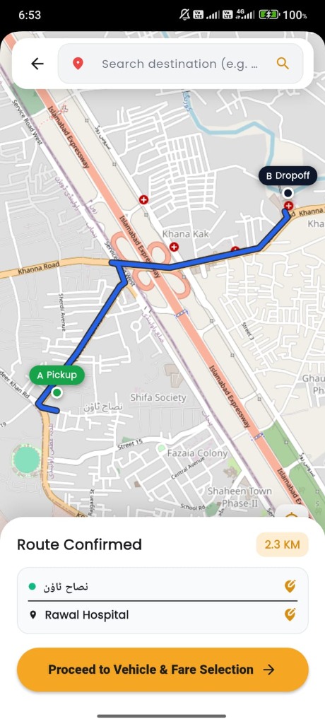Cabtab Step 1 - Set Route & Destination